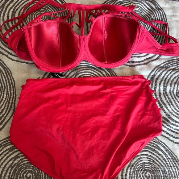 #104 - Adore Me Vibrant Red Bikini Set. Top 40DD Bottom 2X - Picture 3 of 3